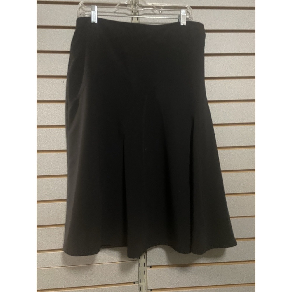 Appraisal‎ Women's Sz 12  Mid Calf Black Skirt A-line Lined Slit Business Casual